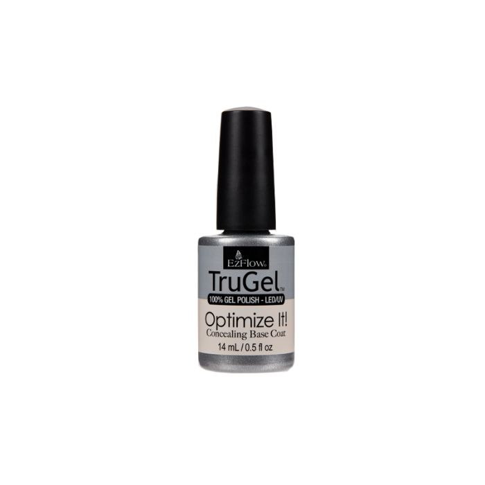   EzFlow TruGel Optimize It! Concealing Base Coat 0.5 ounce  container covered with a black brush cap