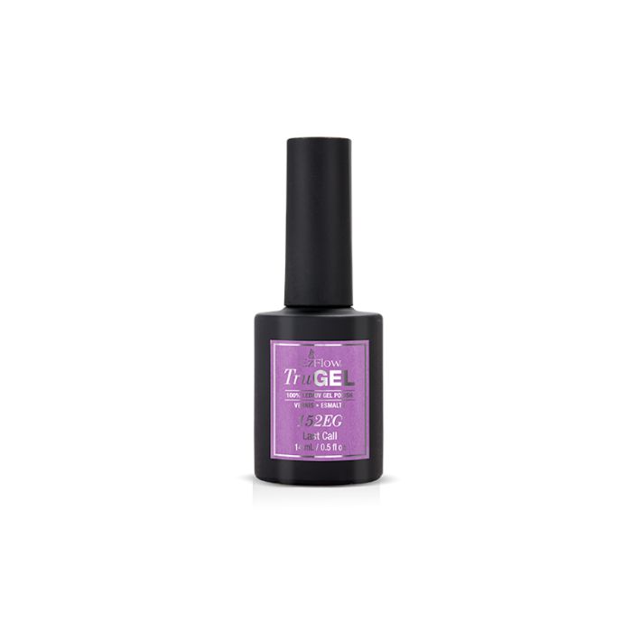 Forward facing 0.5 ounce bottle filled with EzFlow TruGEL Last Call nail gel polish