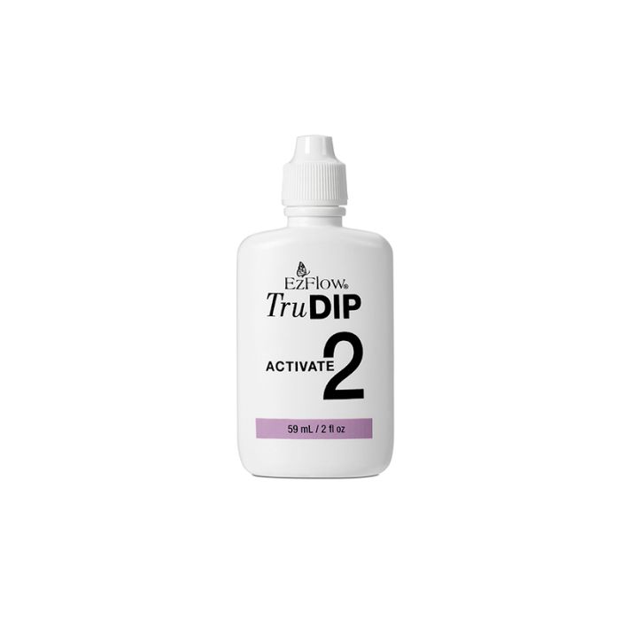 Front view of EzFlow TruDIP Activate 2 2 ounce bottle printed with brand name & product details