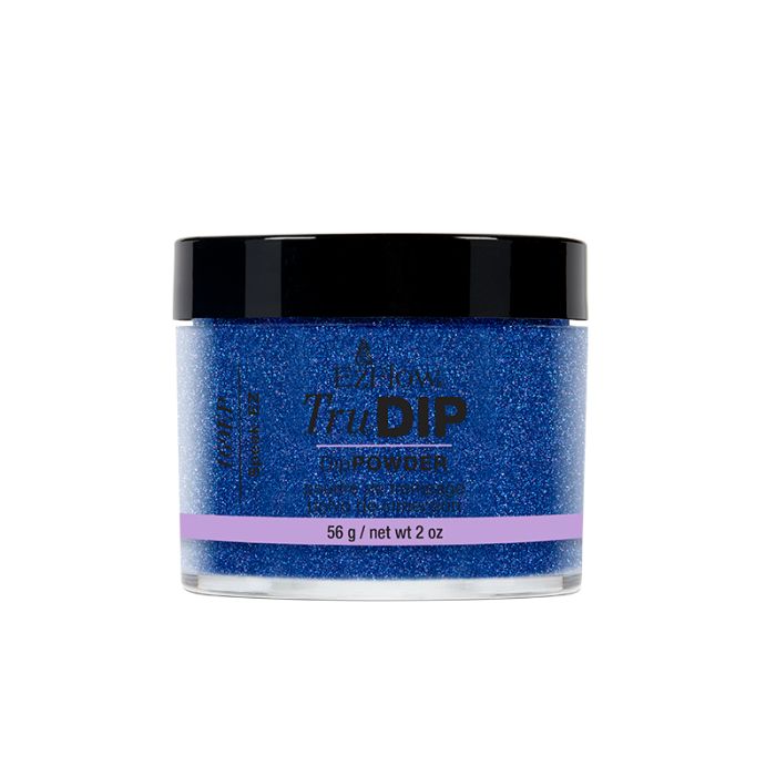 A transparent 2 ounce glass container filled with EzFlow TruDIP Speak-EZ nail dip powder