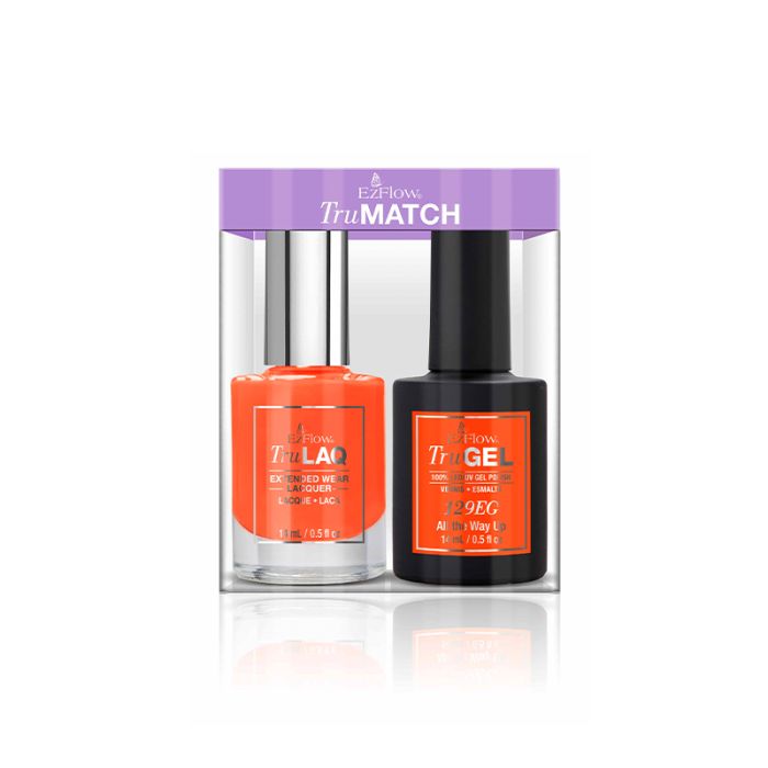 Retail combo pack of EzFlow Color Duos All the Way Up featuring 1 bottle each of nail & gel lacquer