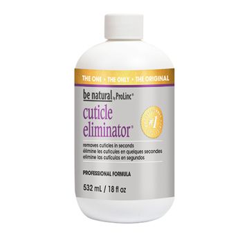 An 18 ounce bottle of ProLinc Cuticle Eliminator featuring its label with product information in 3 different languages