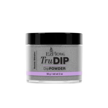 Front view of EzFlow TruDIP Scene Stealerr nail dip powder in a 2 ounce glass container