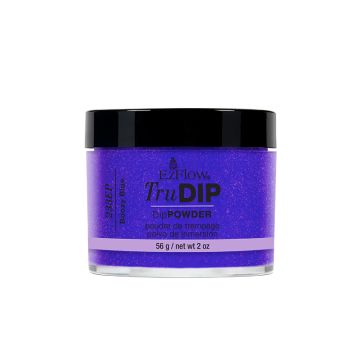 Front view of EzFlow TruDIP Boozy Blue nail dip powder in a 2 ounce glass jar