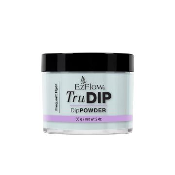 A short 4 ounce glass container of EZFlow TruDIP Natural Frequent Flyer printed with brand & product name