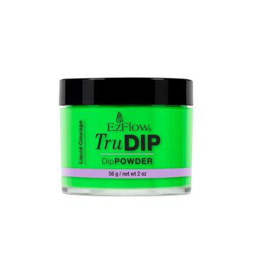 Front view of a 2 ounce glass container of EzFlow TruDIP Liquid Courage printed with product details