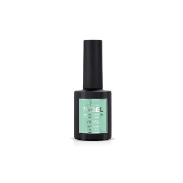 Forward facing 0.5 ounce  bottle filled with EzFlow TruGEL No Regrets nail polish